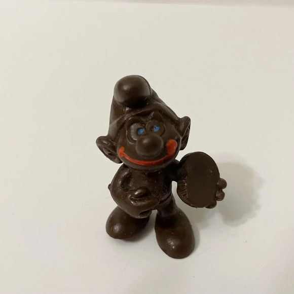 Vintage Smurfs Brown Biscuit Cookie Smurf Display Figure Flaws - Picture 11 of 13
